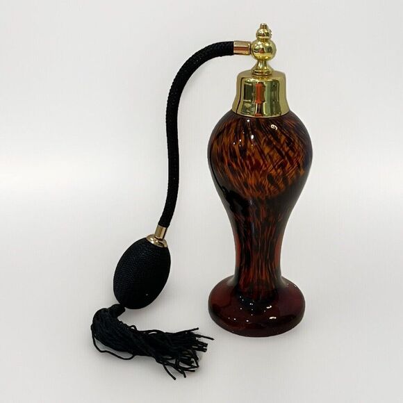 Vintage Crystal Clear Vanity Perfume Atomizer Bottle Leopard Brown Black Cheetah - Picture 6 of 7